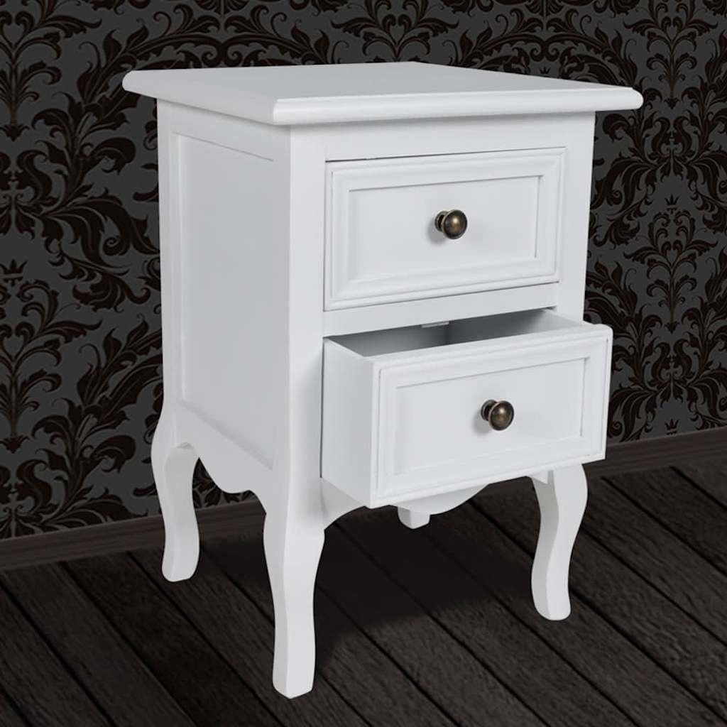 Bedside Tables Set of 2 with Drawers in White