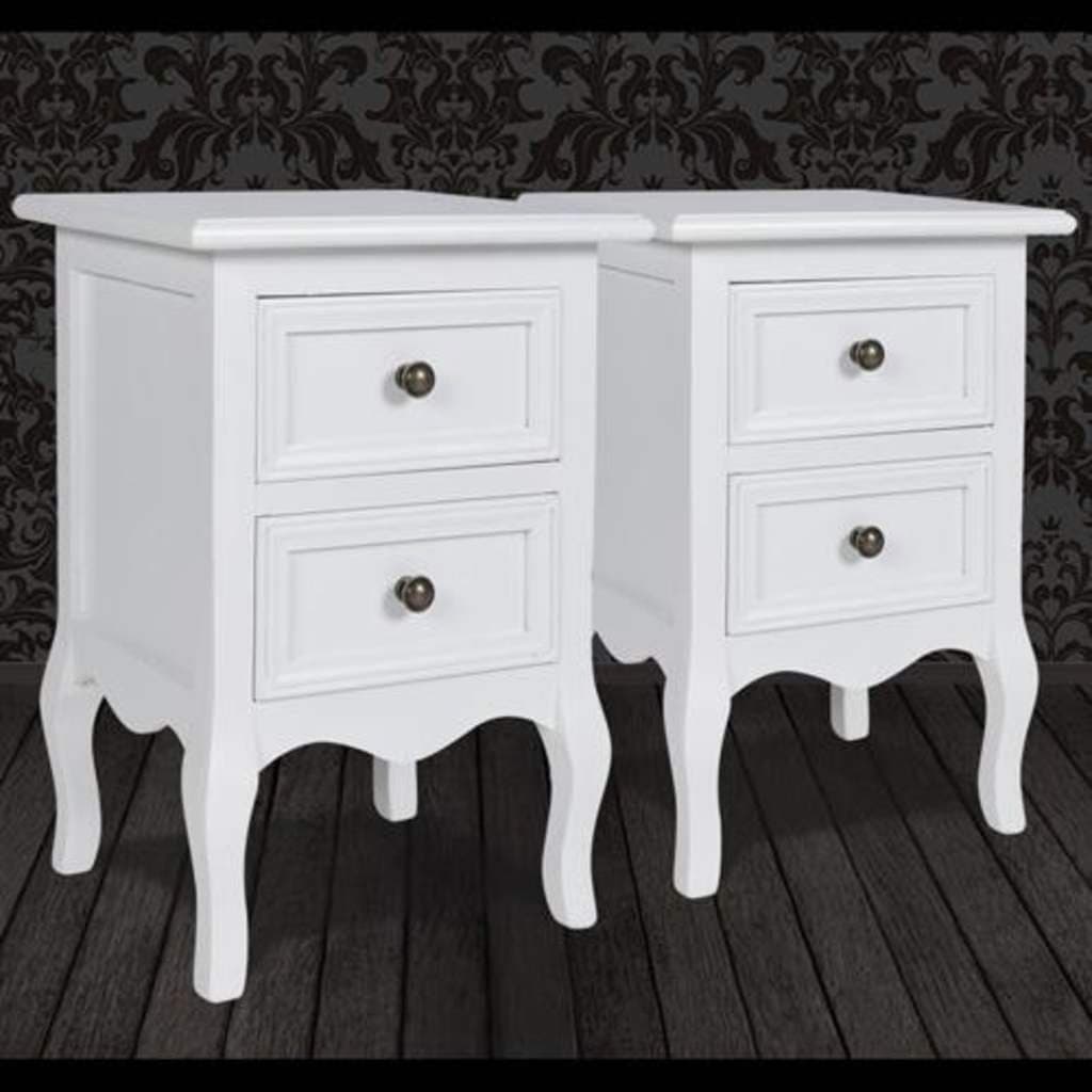 Bedside Tables Set of 2 with Drawers in White