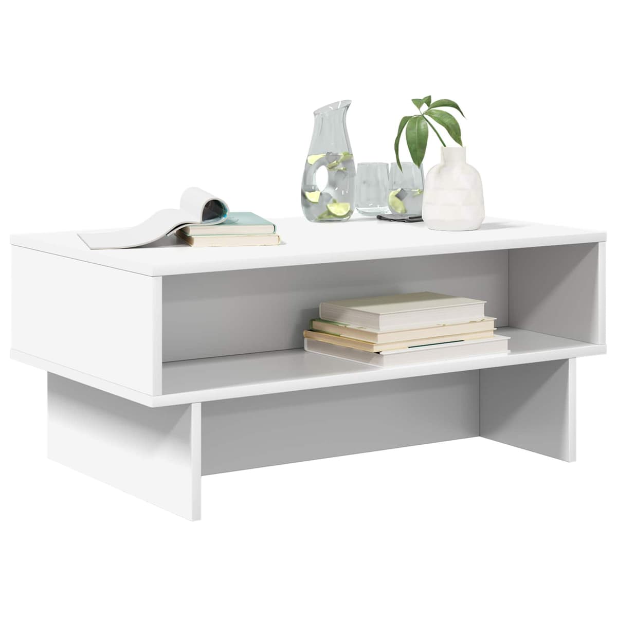 White Coffee Table with Integrated Storage