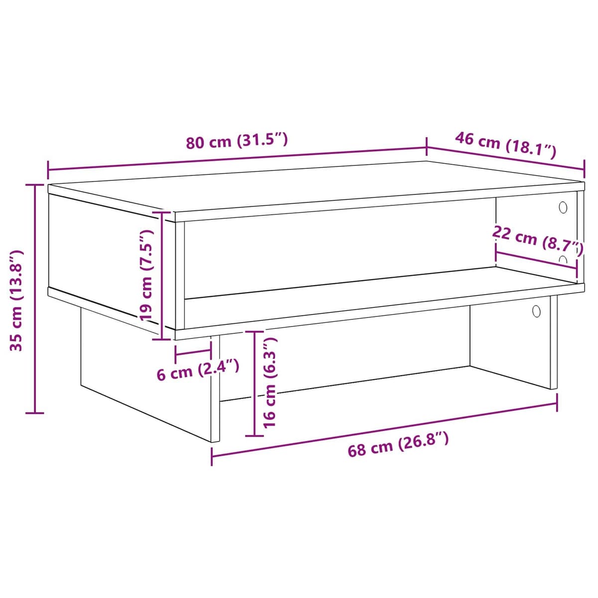 White Coffee Table with Integrated Storage