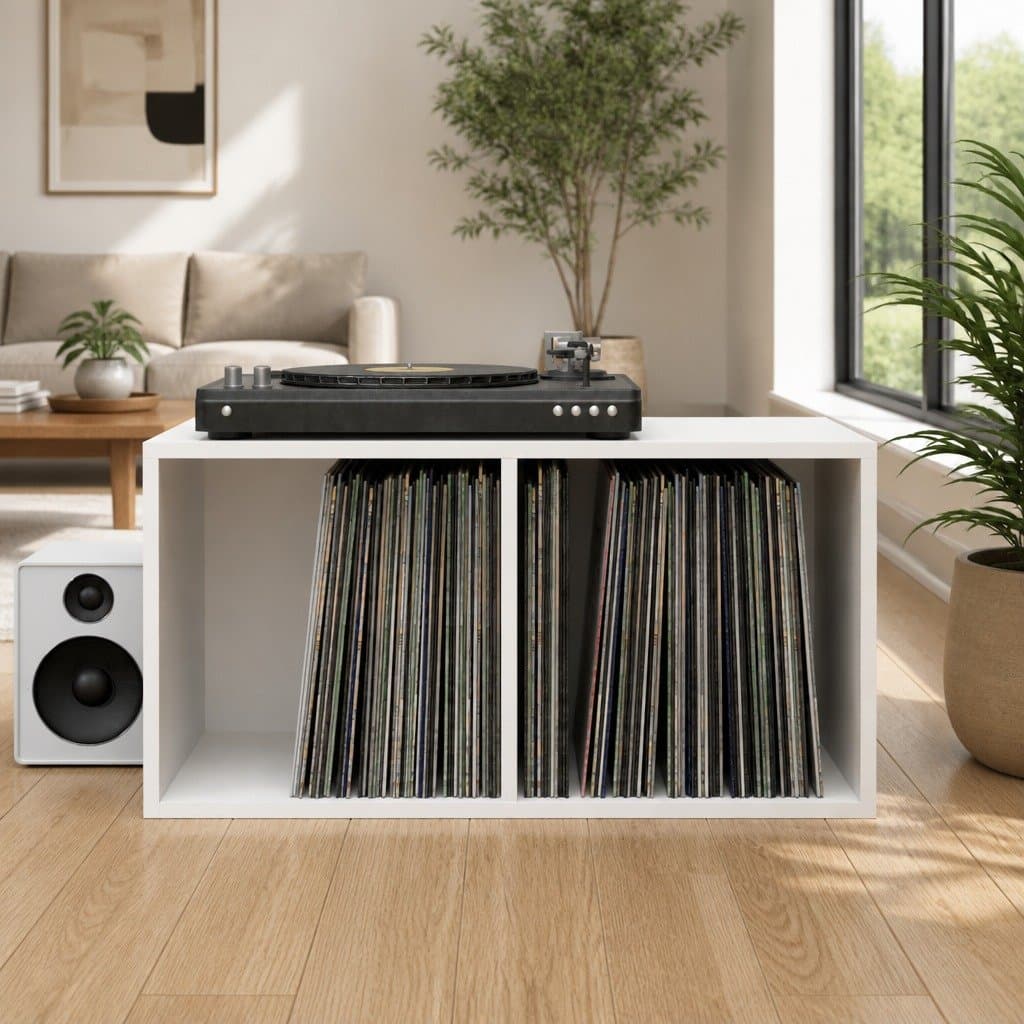 White Vinyl Storage Box for LP Records