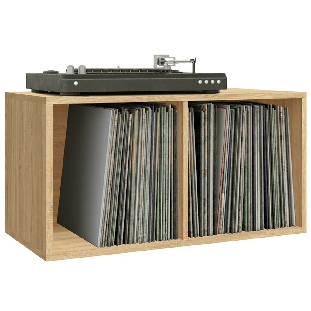 Vinyl Storage Box Sonoma Oak LP Organiser Living Room Media Cabinet 71x34x36cm
