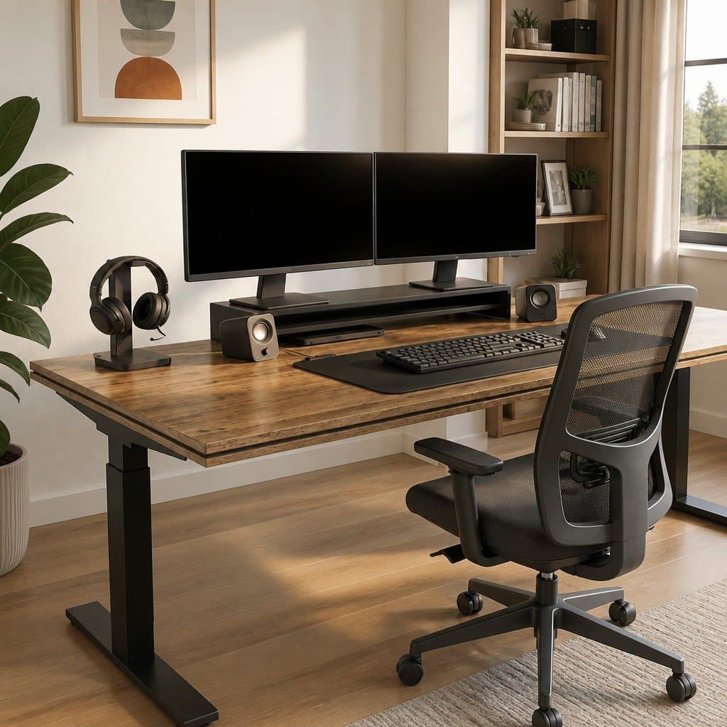 Black Desk Monitor Stand for Dual Screens
