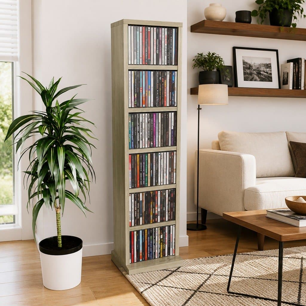 Sonoma Oak Brown CD Cabinet for Media Storage 21x20x88cm