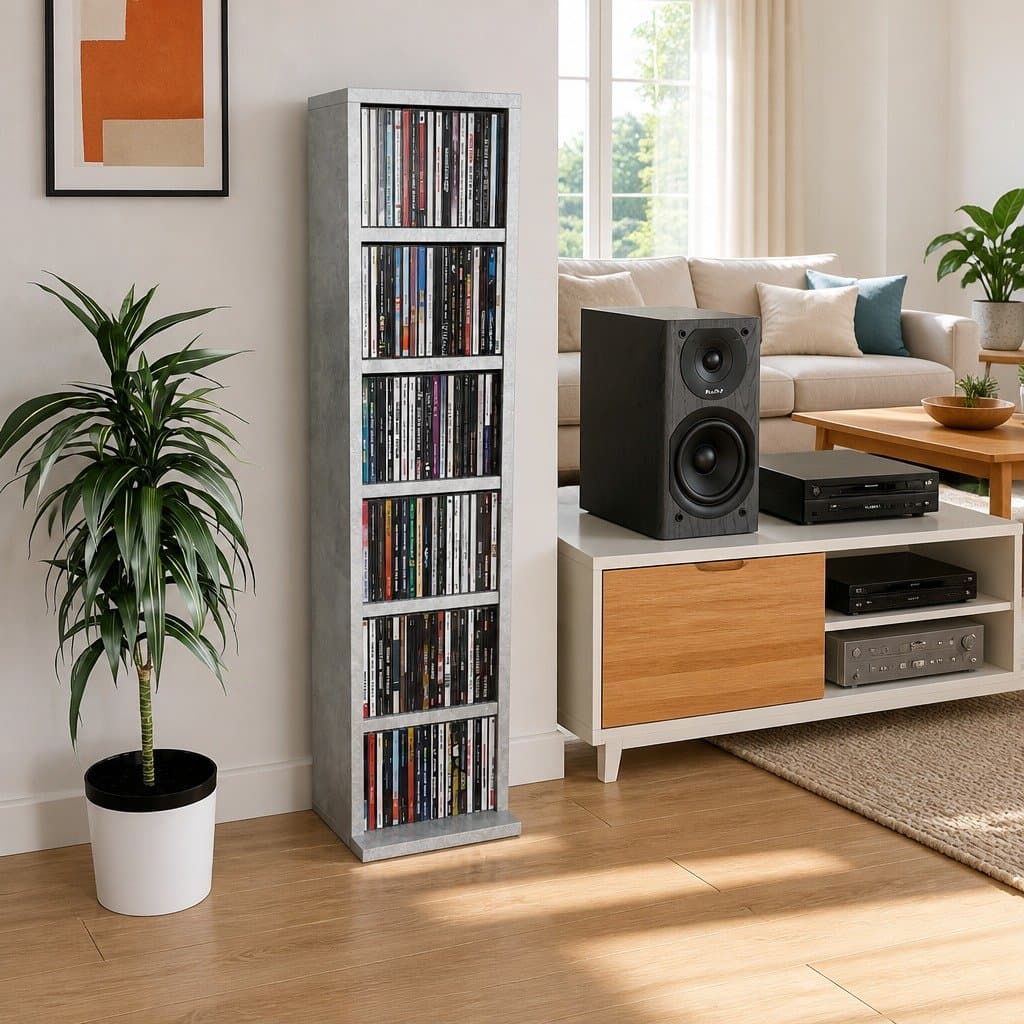 Grey Concrete CD Storage Cabinet