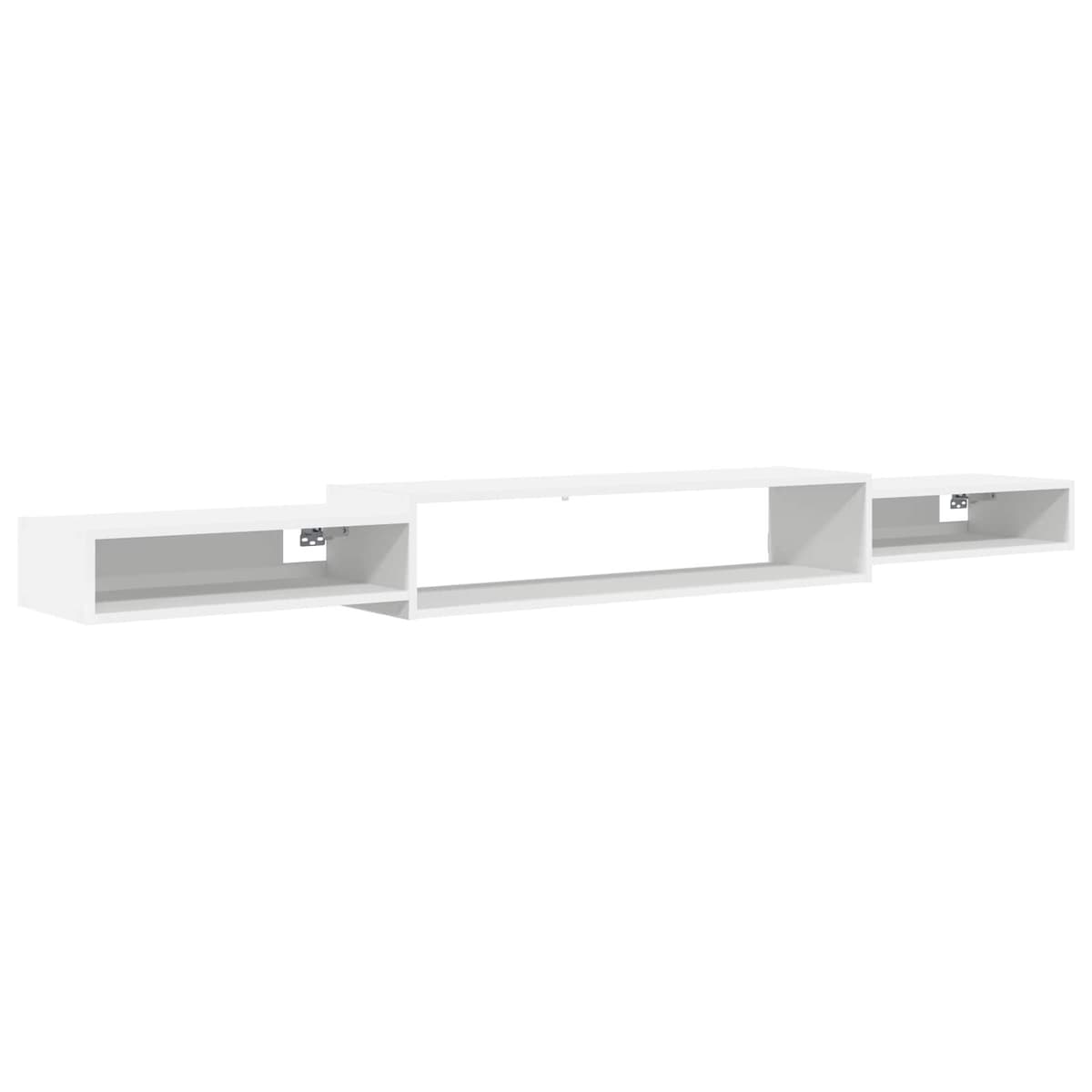 Wall-Mounted TV Cabinet with Open Storage in White