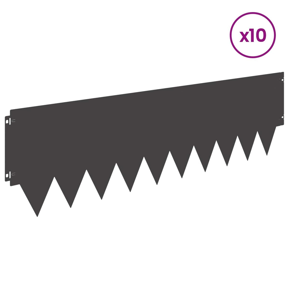Garden Lawn Edging 10 Pieces 103 x 30 cm Steel Metal Border Black Flexible