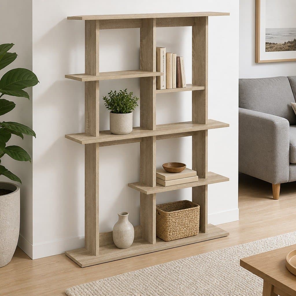Brown Engineered Wood Wall Shelf Unit for Storage