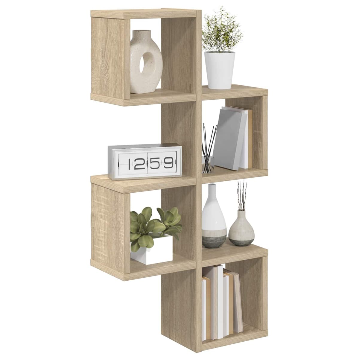 Brown Sonoma Oak Wall Shelf for Organizing and Displaying