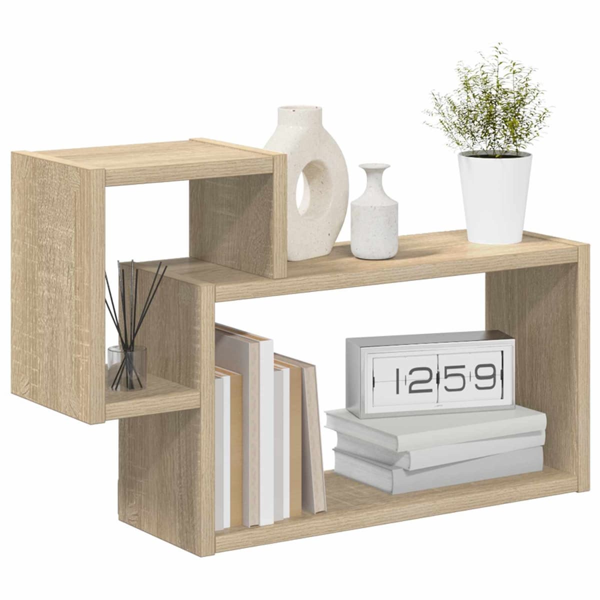 Wall Shelf Wall-Mounted Storage Brown Modern Living Room Bedroom Décor