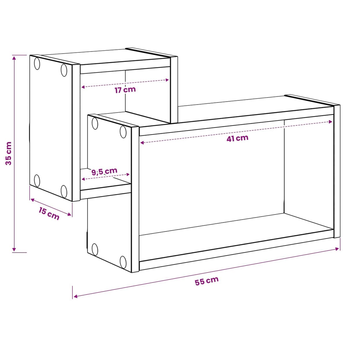 Wall Shelf Wall-Mounted Storage Brown Modern Living Room Bedroom Décor