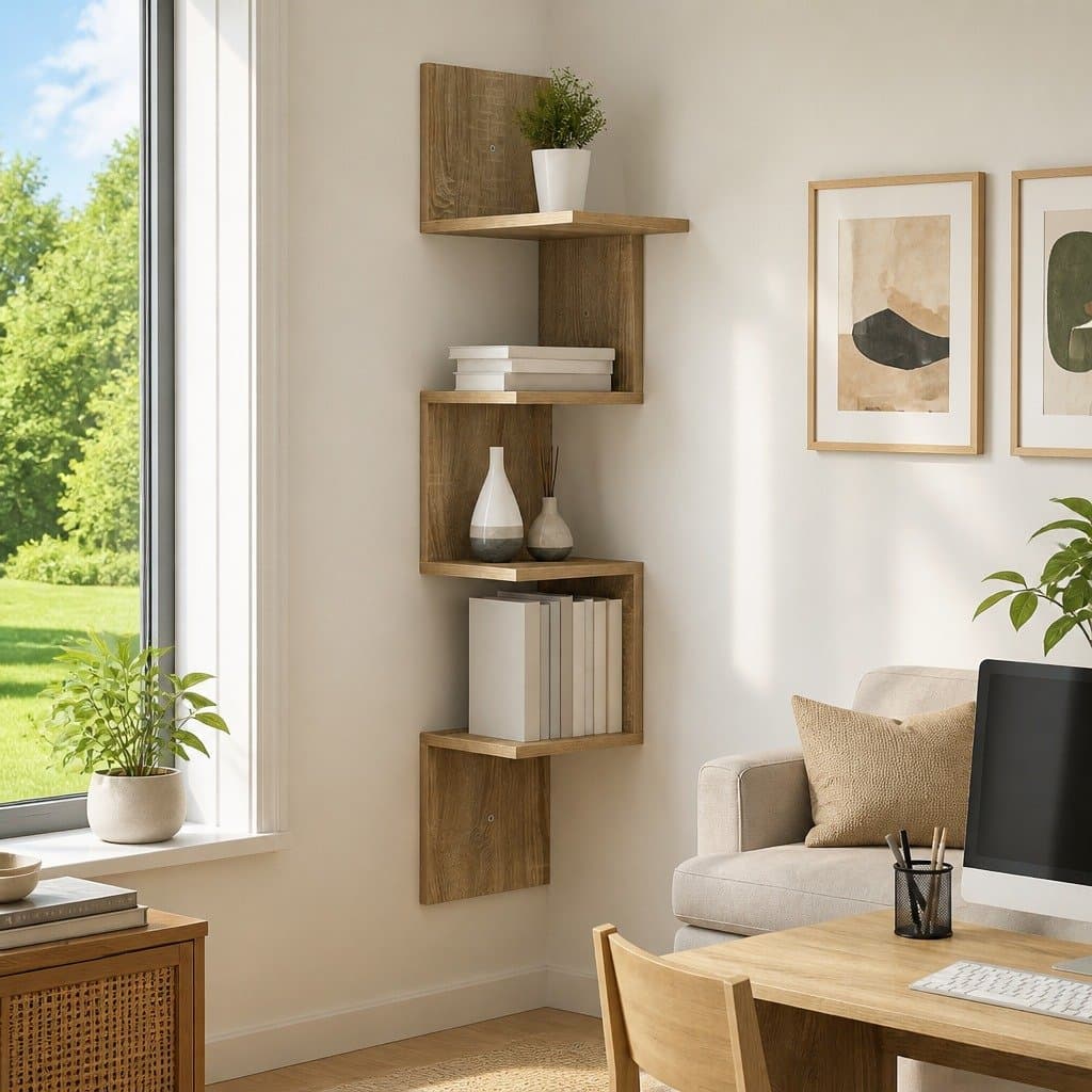Brown Engineered Wood Wall Shelf for Organized Storage