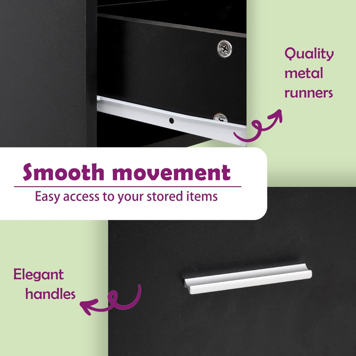 Black Drawer Bottom Cabinet for Kitchen Storage