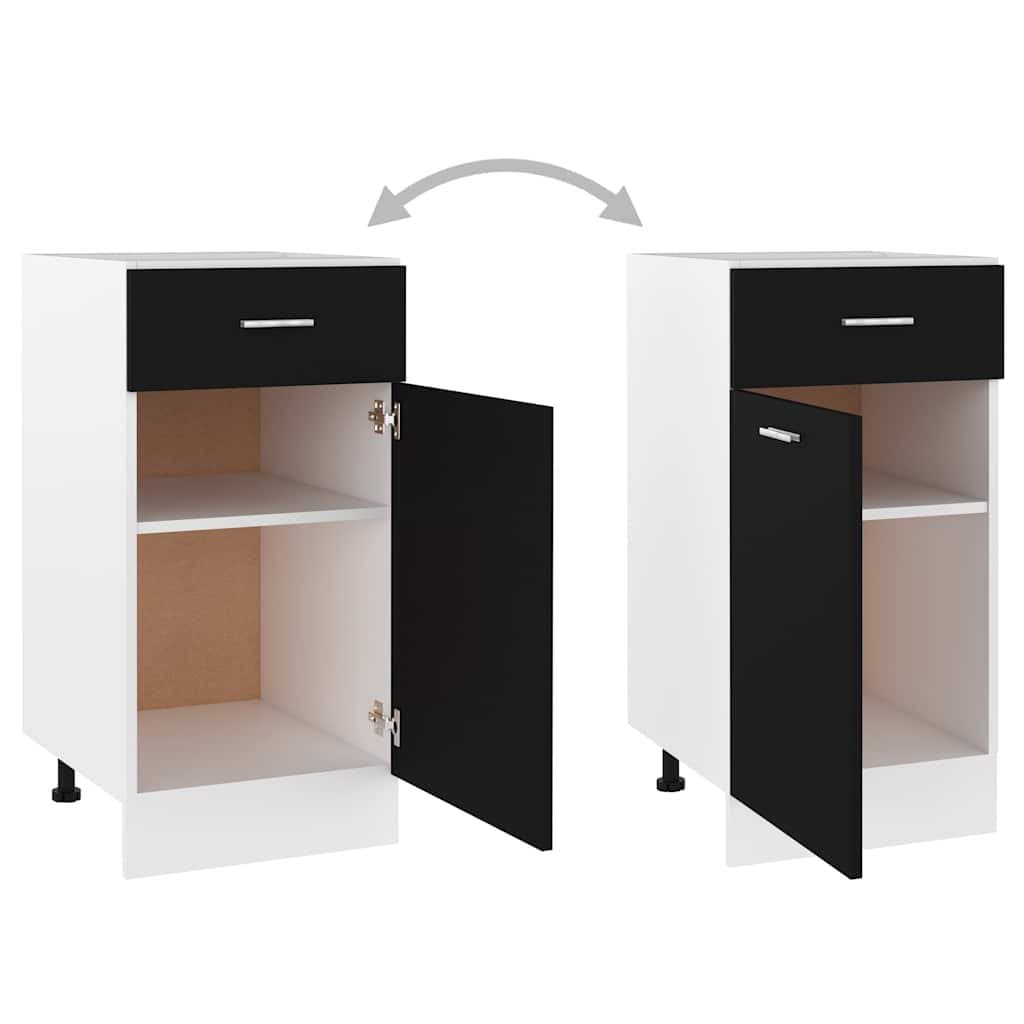 Black Drawer Bottom Cabinet for Kitchen Storage