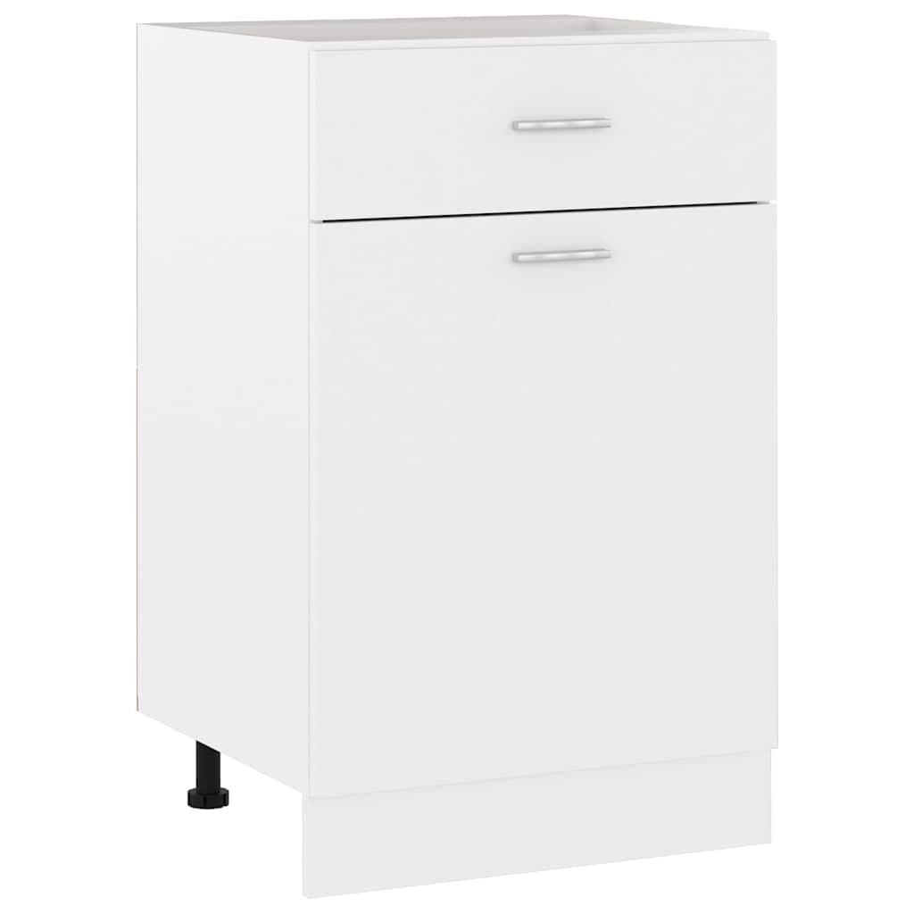 White Kitchen Storage Cabinet with Drawer and Shelves