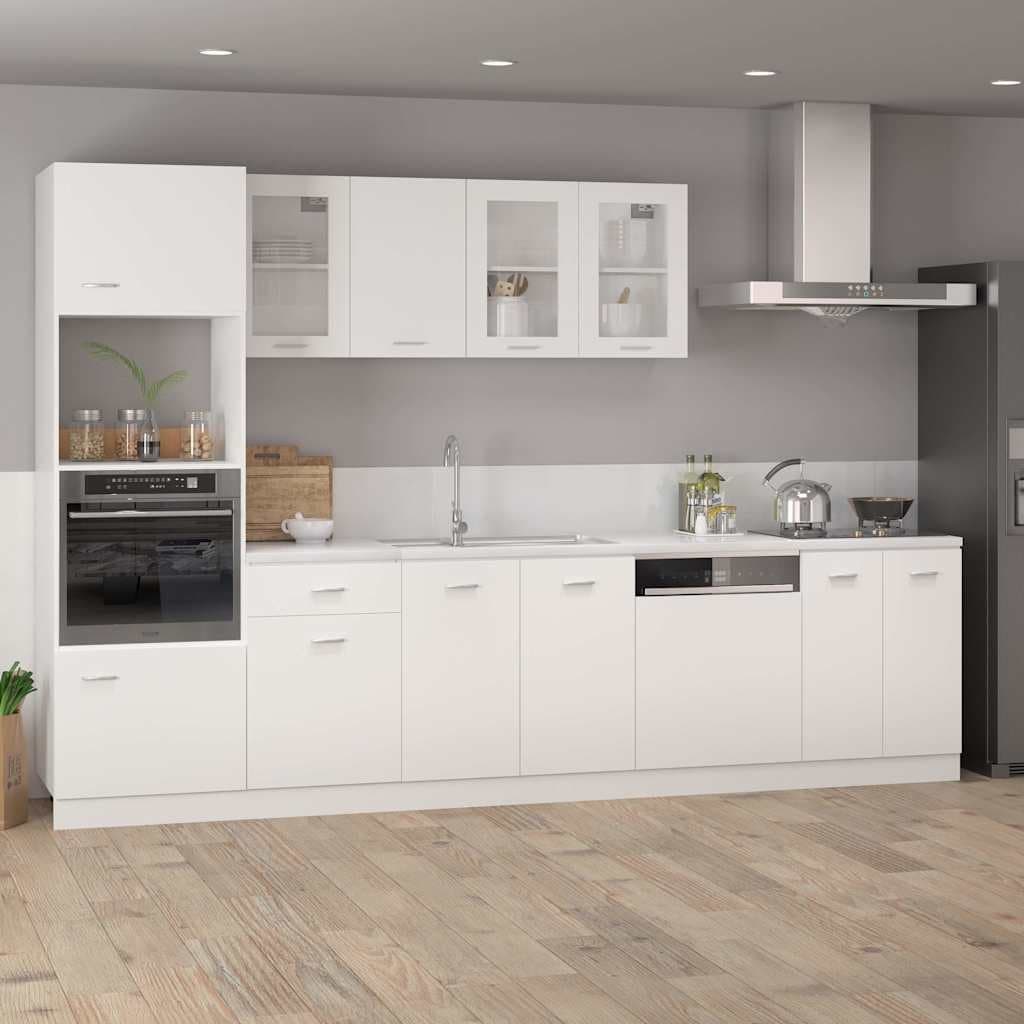 White Kitchen Storage Cabinet with Drawer and Shelves