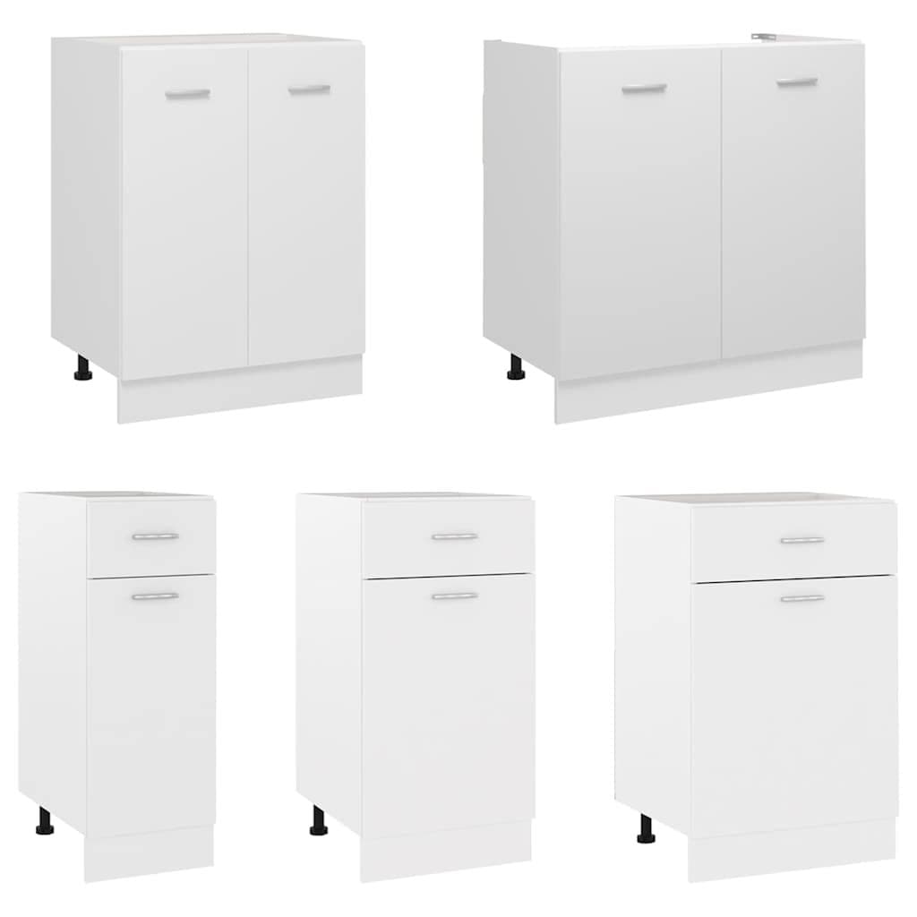 White Kitchen Storage Cabinet with Drawer and Shelves