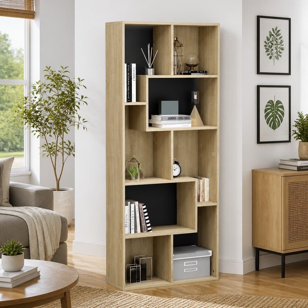 Sonoma Oak Brown Engineered Wood Book Cabinet
