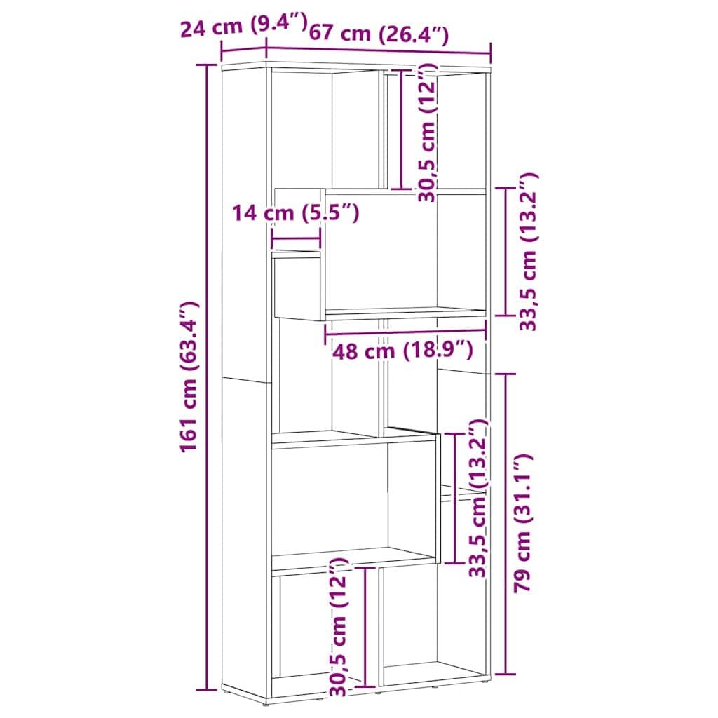Sonoma Oak Brown Engineered Wood Book Cabinet