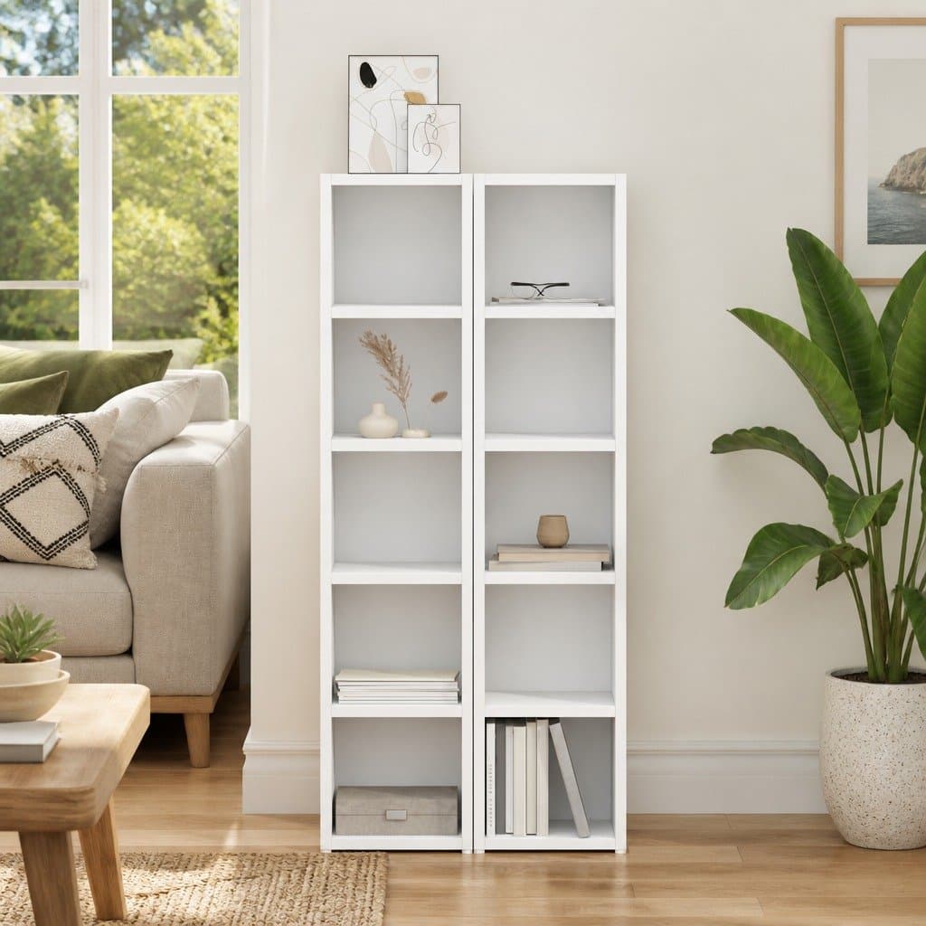 Engineered Wood CD Storage Cabinet, 2-Piece Set in White