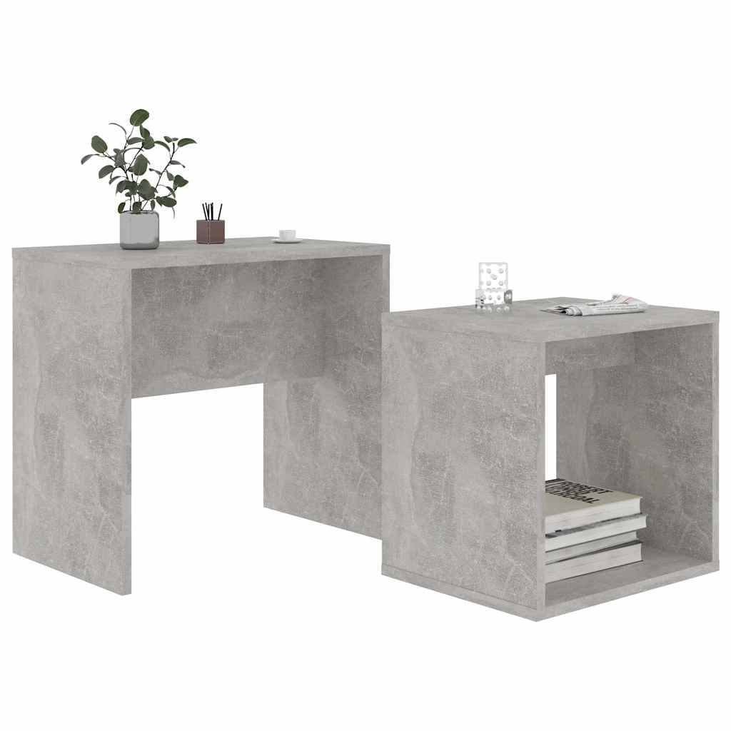 Coffee Table Set 2-Piece Nesting Grey Contemporary Living Room Accent Tables