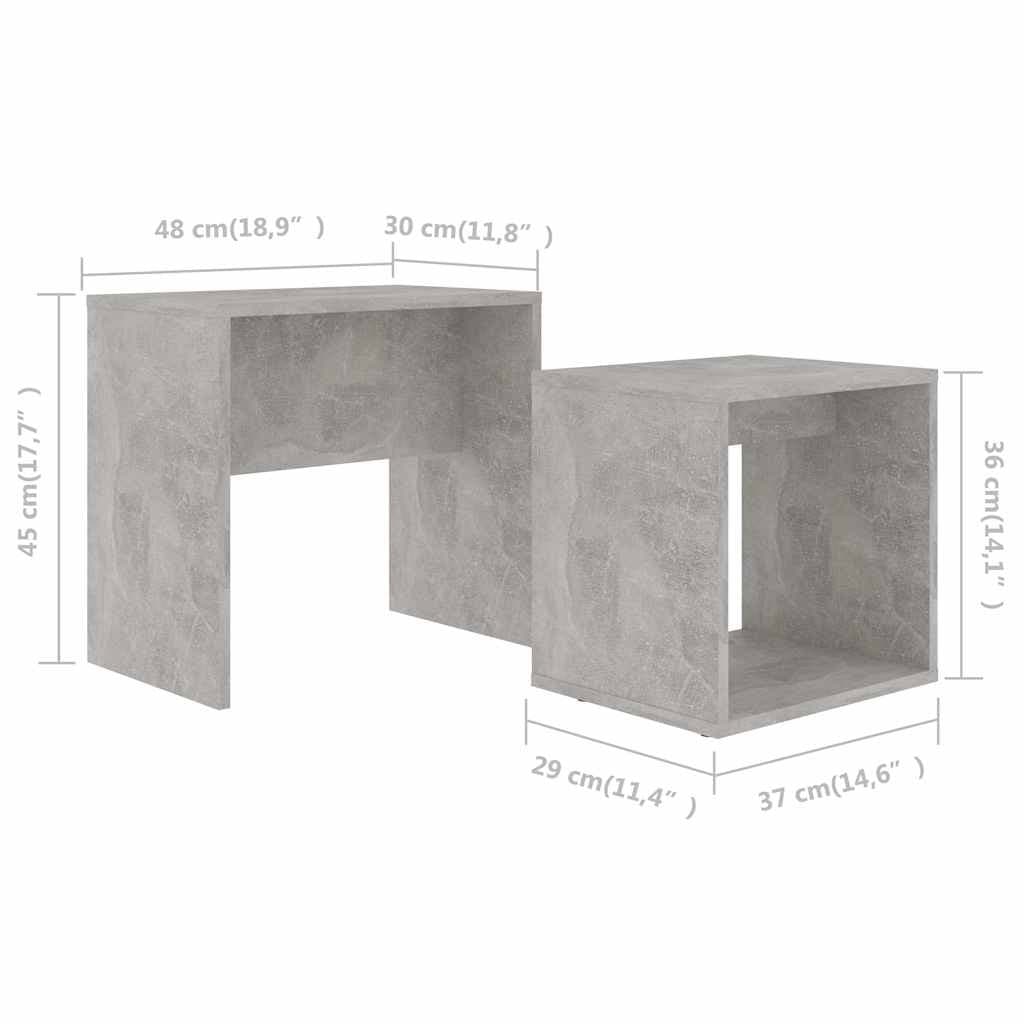 Coffee Table Set 2-Piece Nesting Grey Contemporary Living Room Accent Tables
