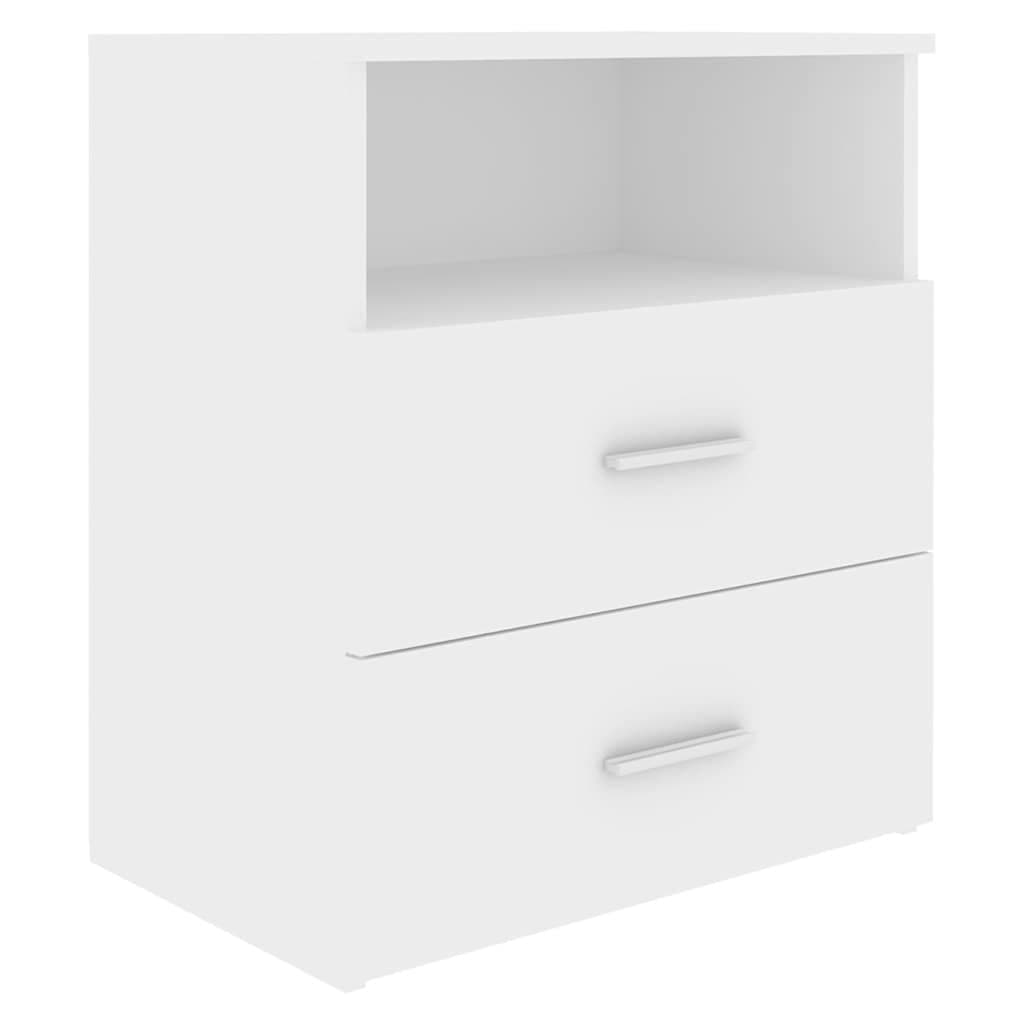 White Nightstand Cabinet with Drawers and Shelf