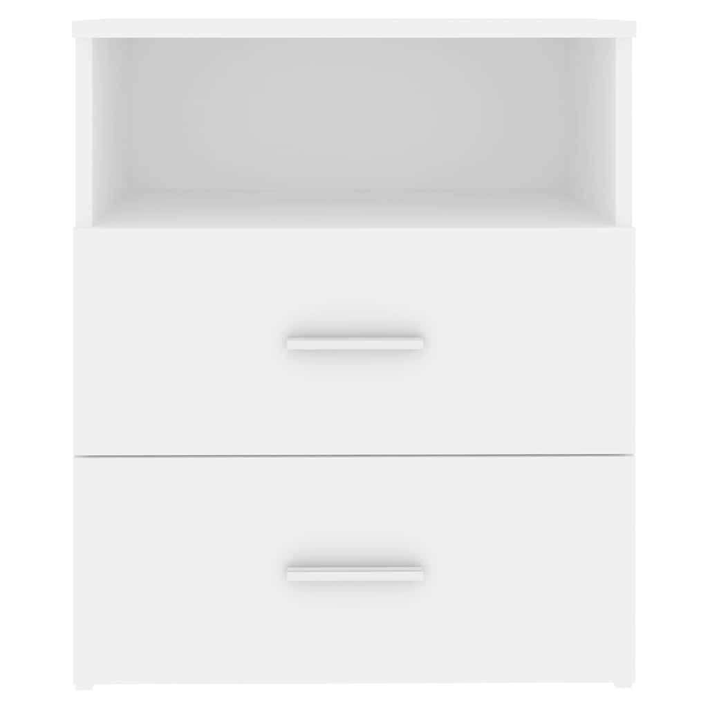 White Nightstand Cabinet with Drawers and Shelf