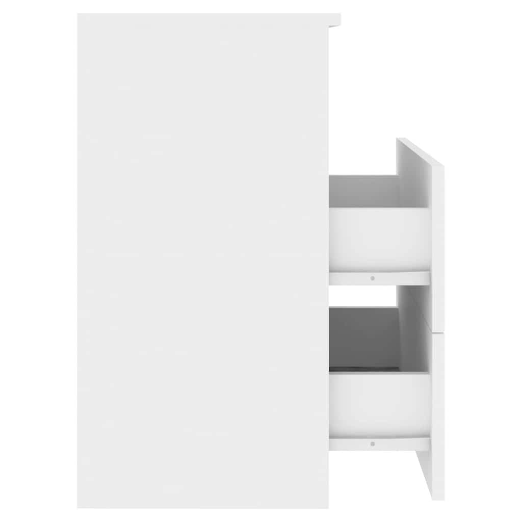 White Nightstand Cabinet with Drawers and Shelf