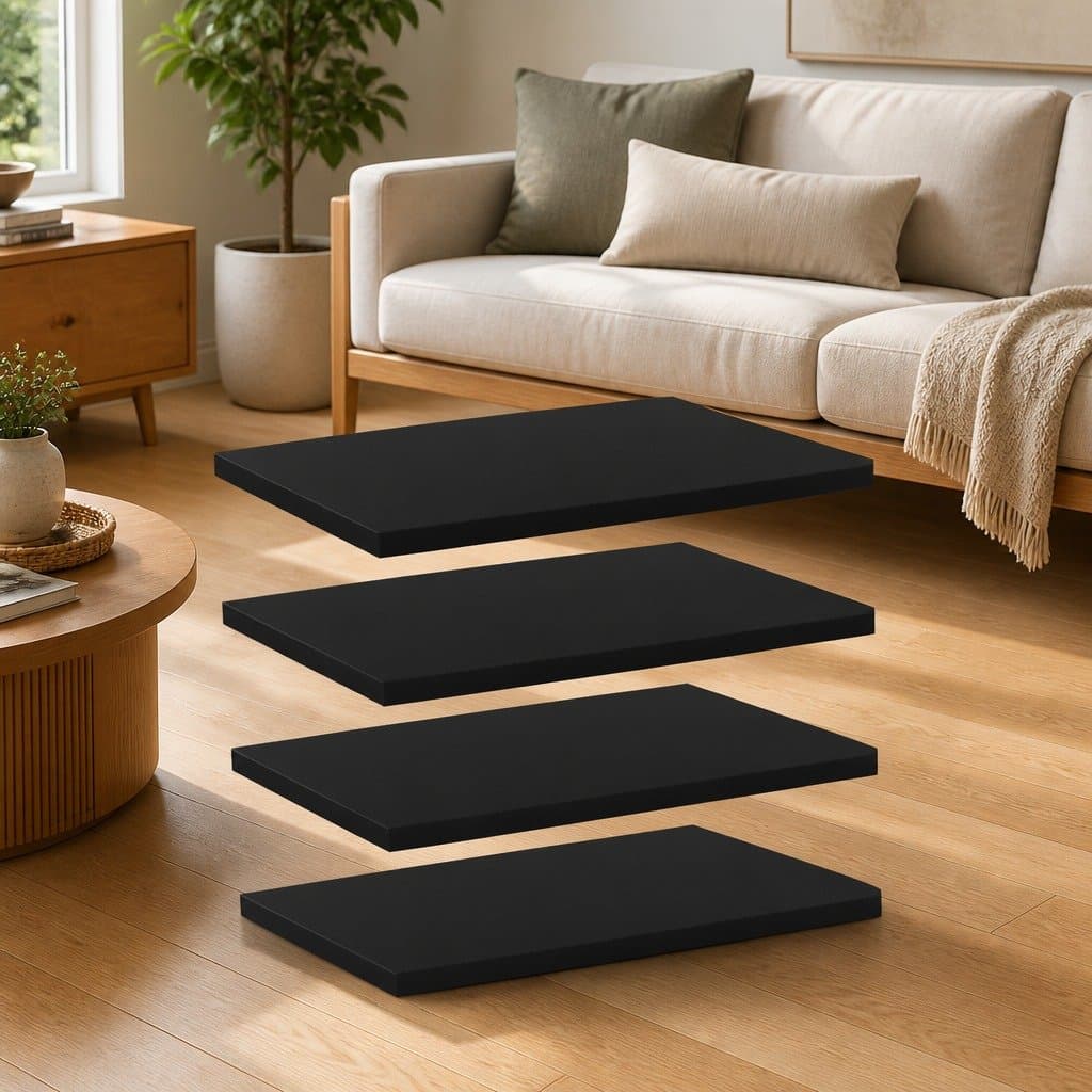Engineered Wood Black Bookshelf Boards Set of 4