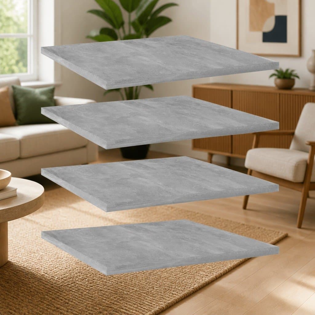 Engineered Wood Grey Floating Shelves Set of 4