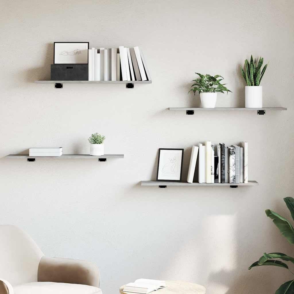 Grey 4-Piece Engineered Wood Bookshelf Boards