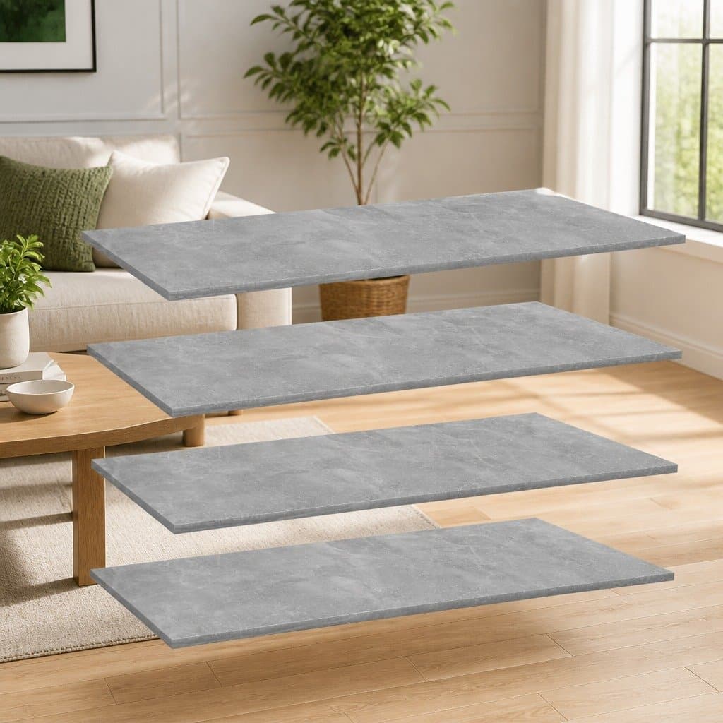 Floating Bookshelf Boards Grey 4 Piece Set Wall Storage Shelves Display