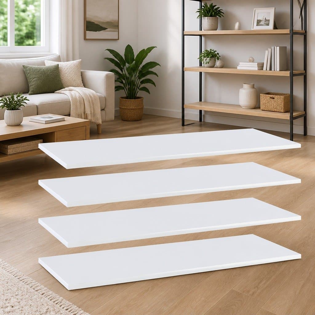 Floating Shelf Boards 4 Pack White Storage Wall Mount Display Bookshelf Panels