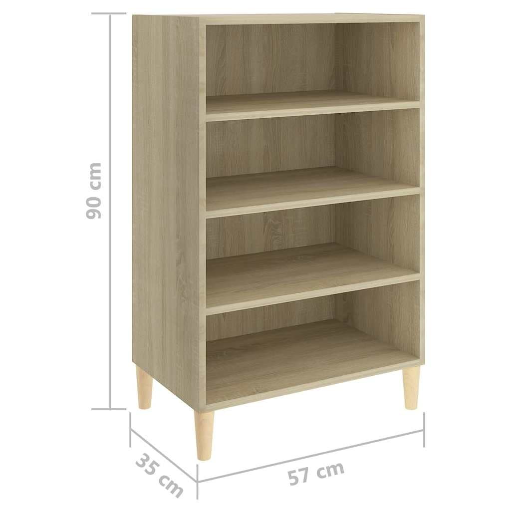 Brown Engineered Wood Sideboard with 4 Shelves