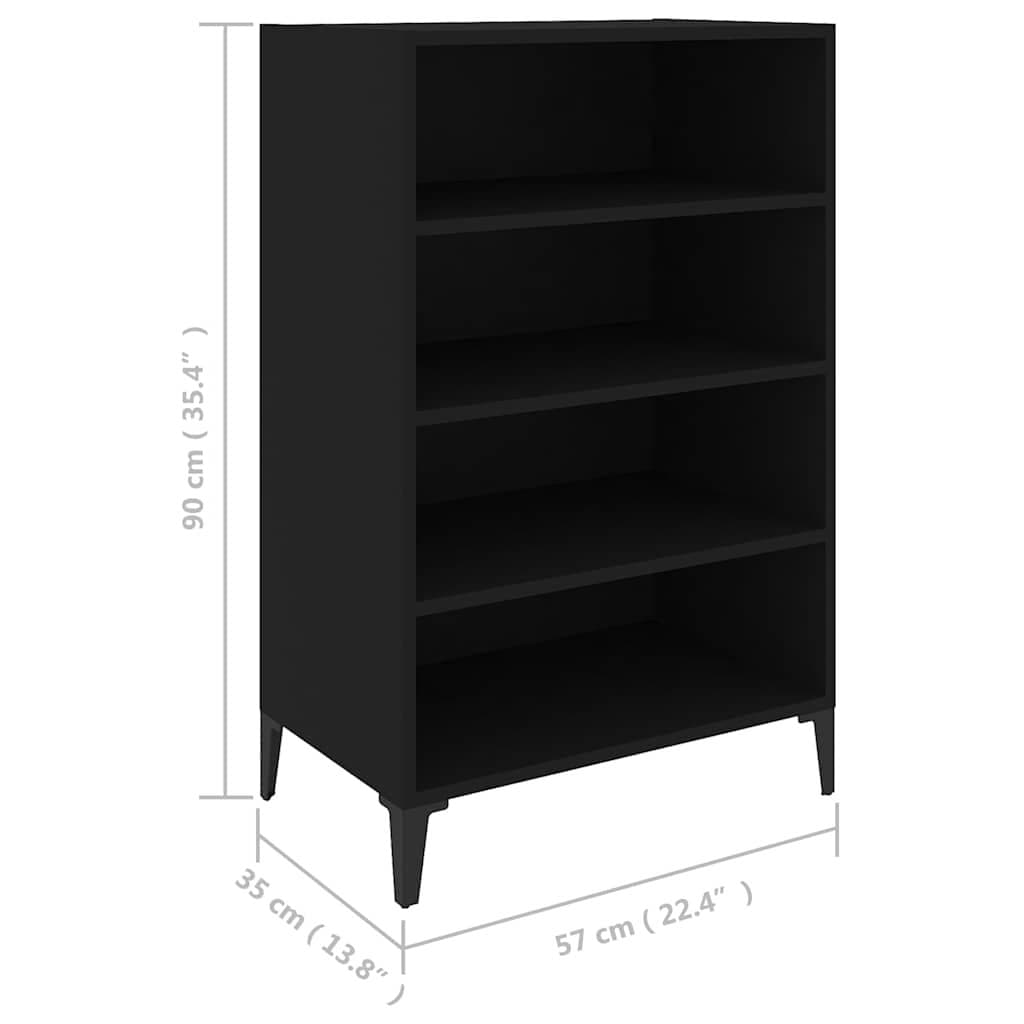 Black Sideboard Cabinet with 4 Shelves