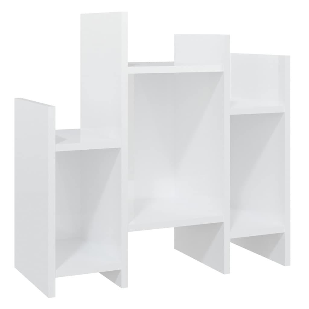 High Gloss White Side Cabinet with 6 Shelves
