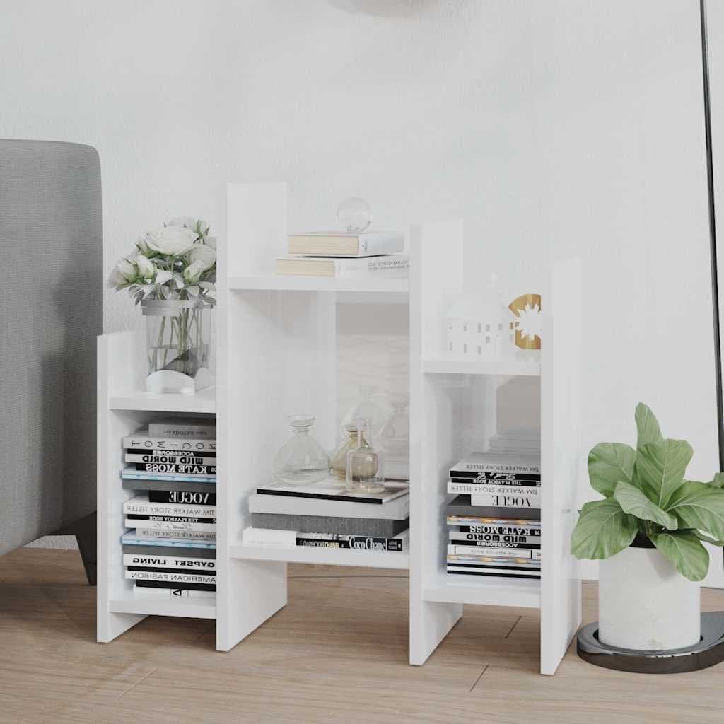 High Gloss White Side Cabinet with 6 Shelves