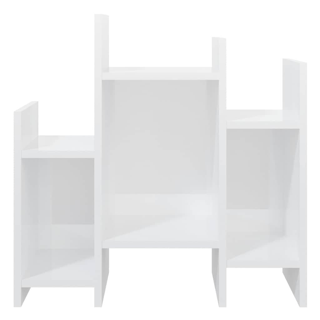 High Gloss White Side Cabinet with 6 Shelves