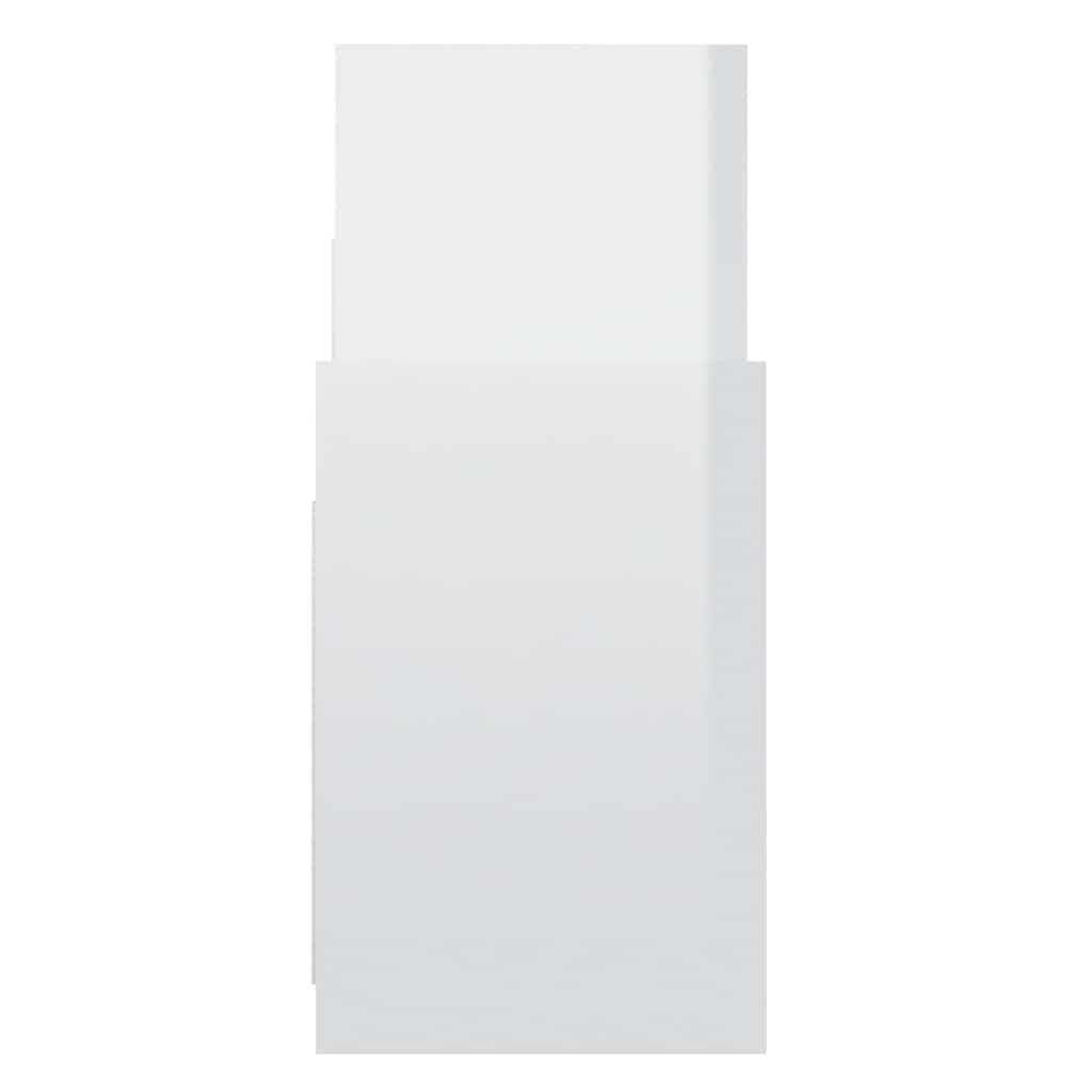High Gloss White Side Cabinet with 6 Shelves