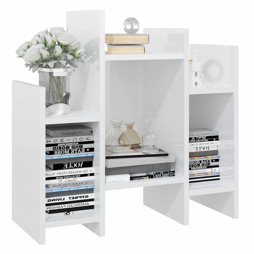 High Gloss White Side Cabinet with 6 Shelves