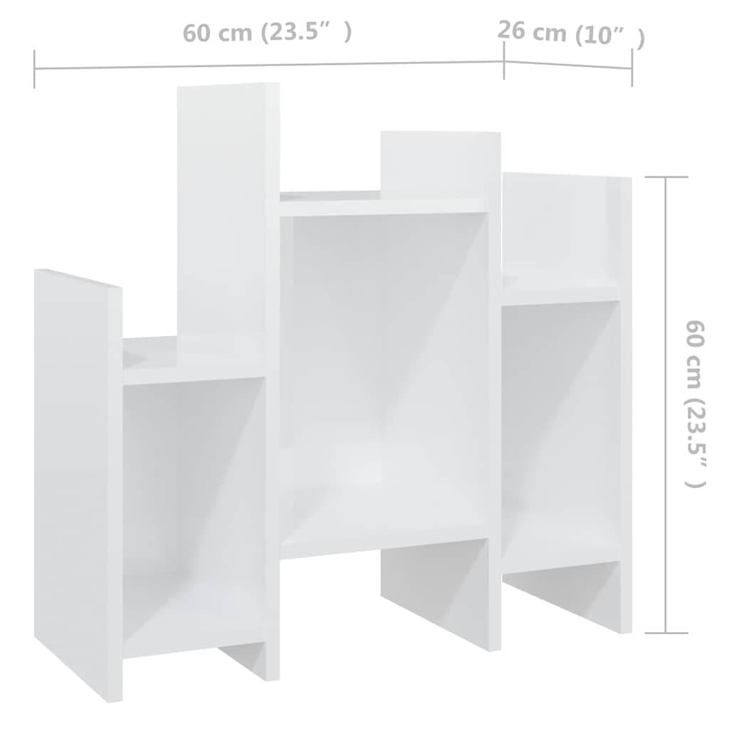 High Gloss White Side Cabinet with 6 Shelves
