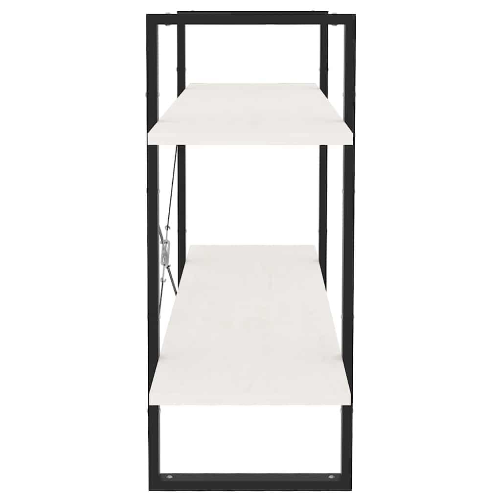 2-Tier Book Cabinet in White Solid Pine Wood