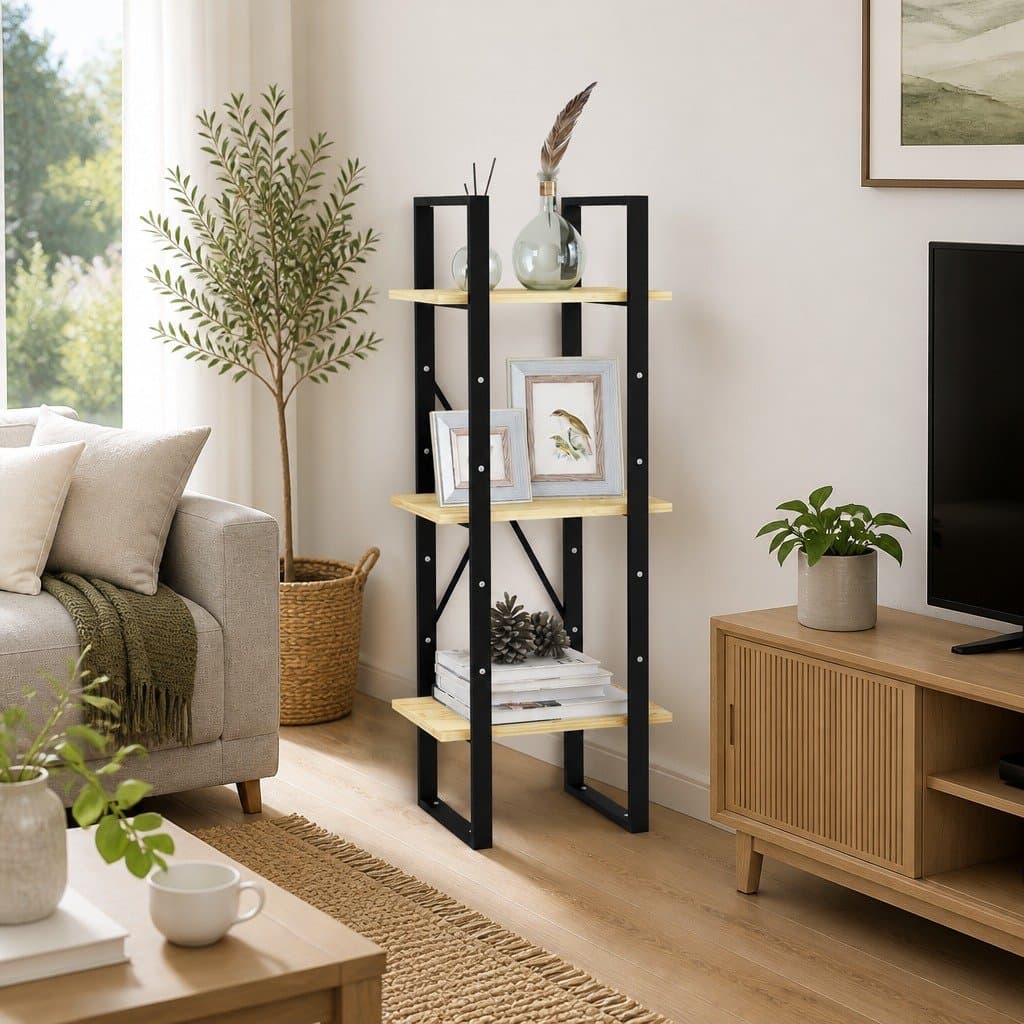 3-Tier Wooden Book Cabinet Shelving Unit Storage Display Brown Standing Shelf