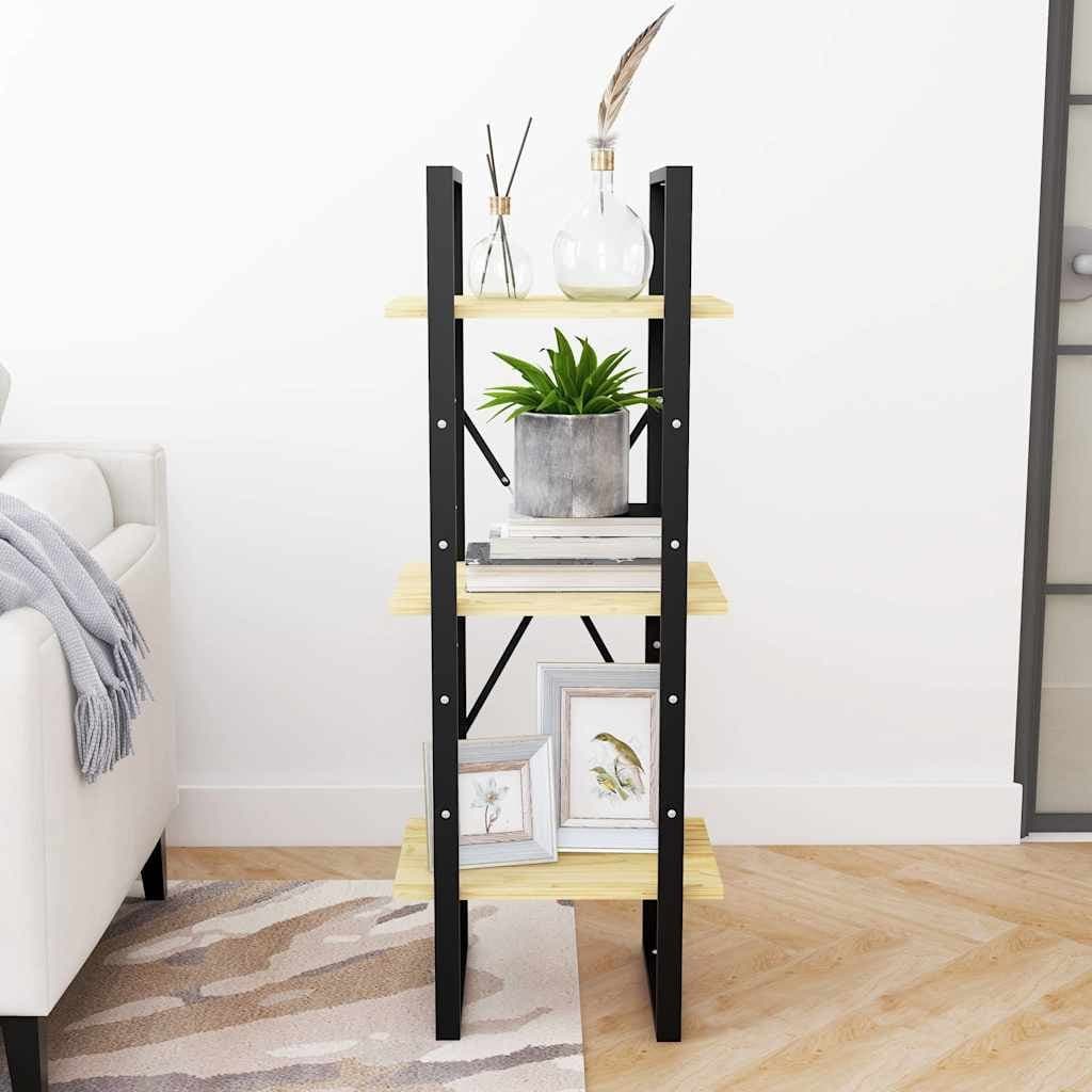 3-Tier Wooden Book Cabinet Shelving Unit Storage Display Brown Standing Shelf