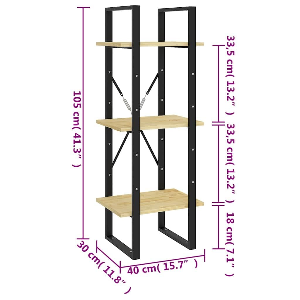 3-Tier Wooden Book Cabinet Shelving Unit Storage Display Brown Standing Shelf