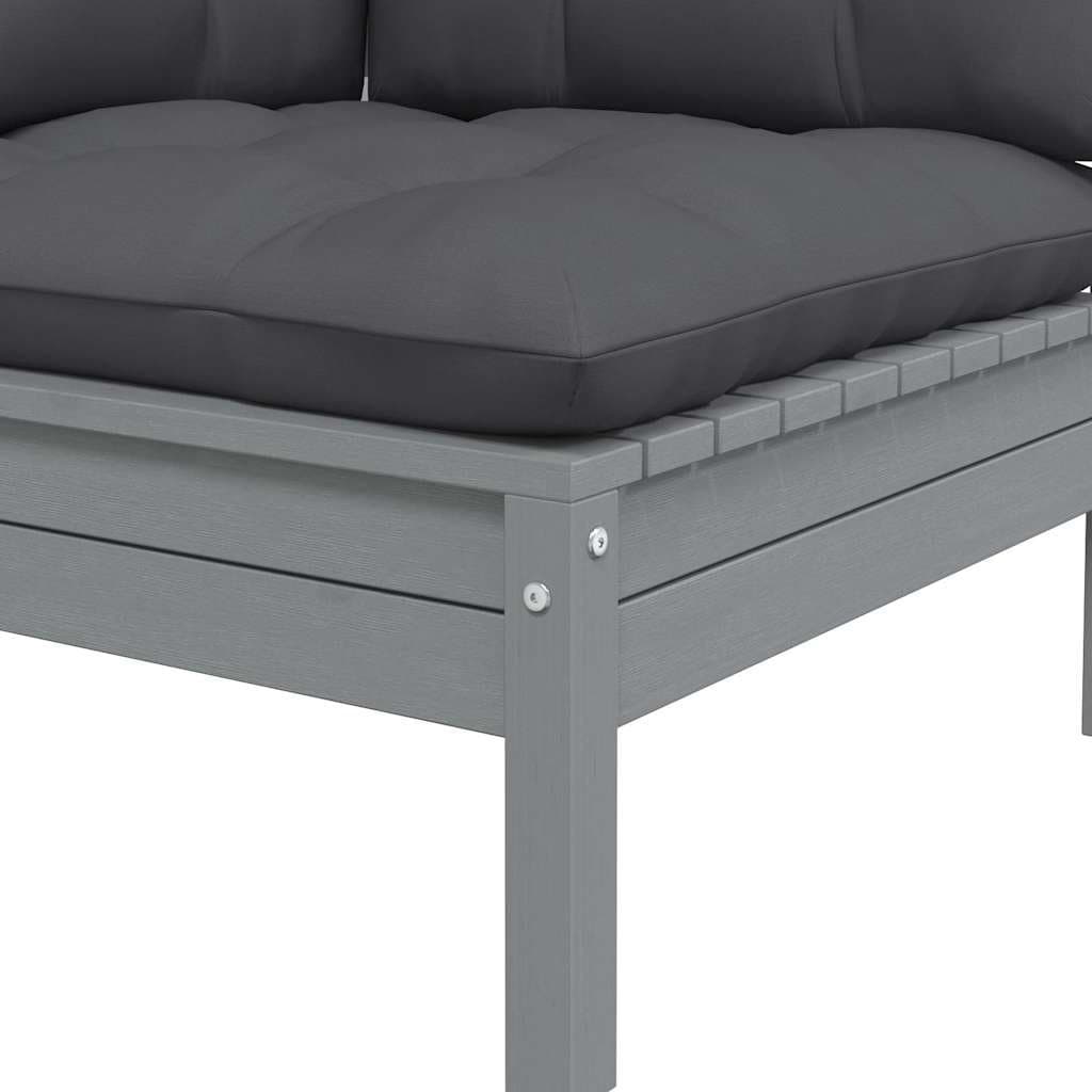 Grey 2-Seater Garden Sofa with Cushions