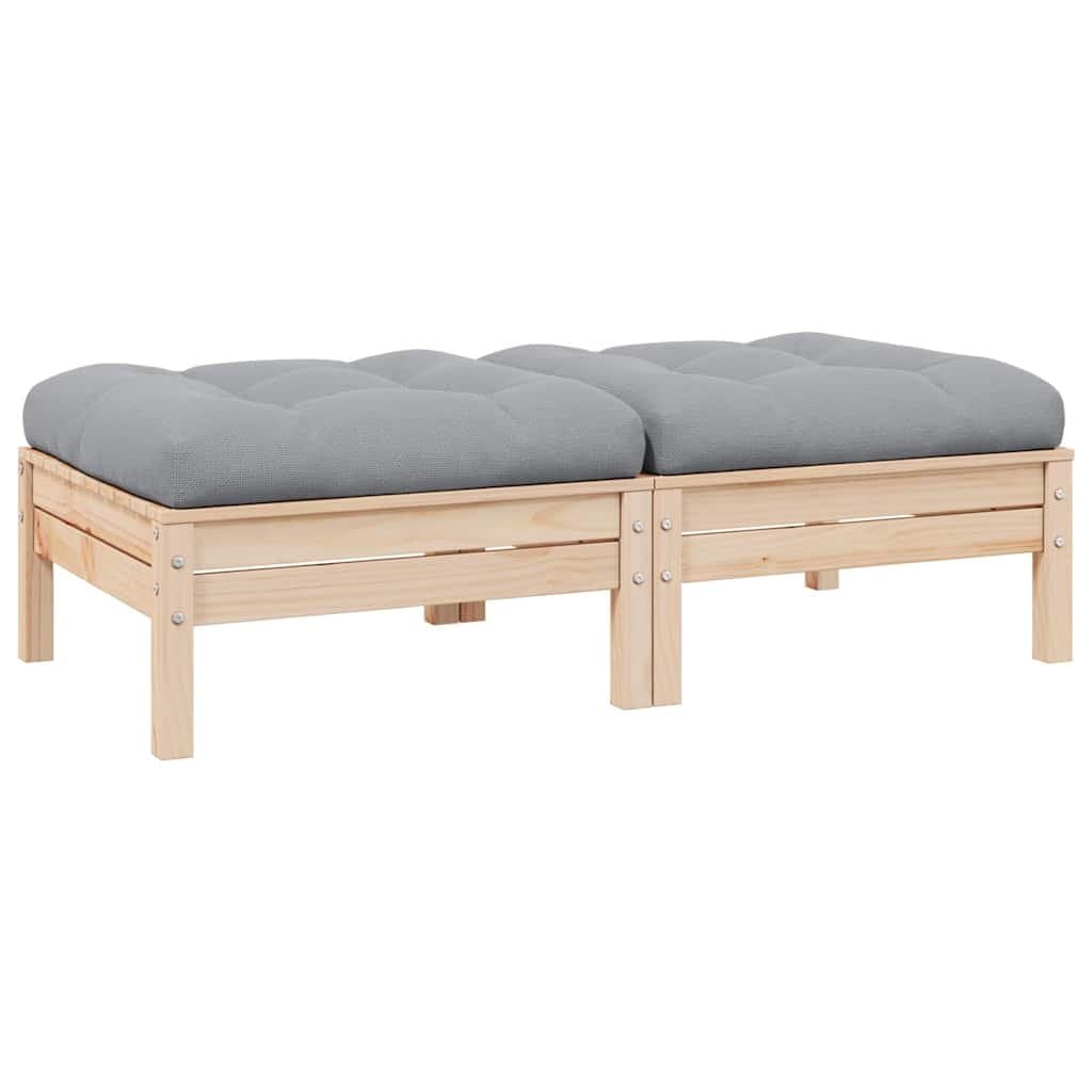 2-Seater Modular Garden Sofa with Grey Cushions