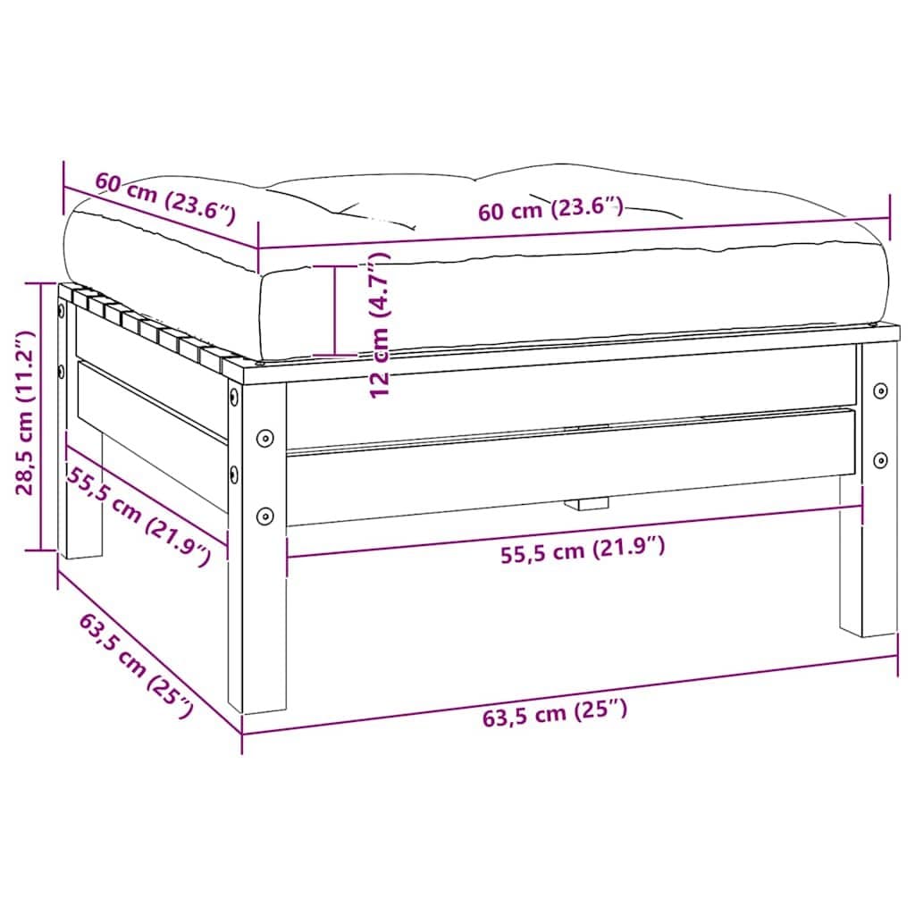 2-Seater Modular Garden Sofa with Grey Cushions