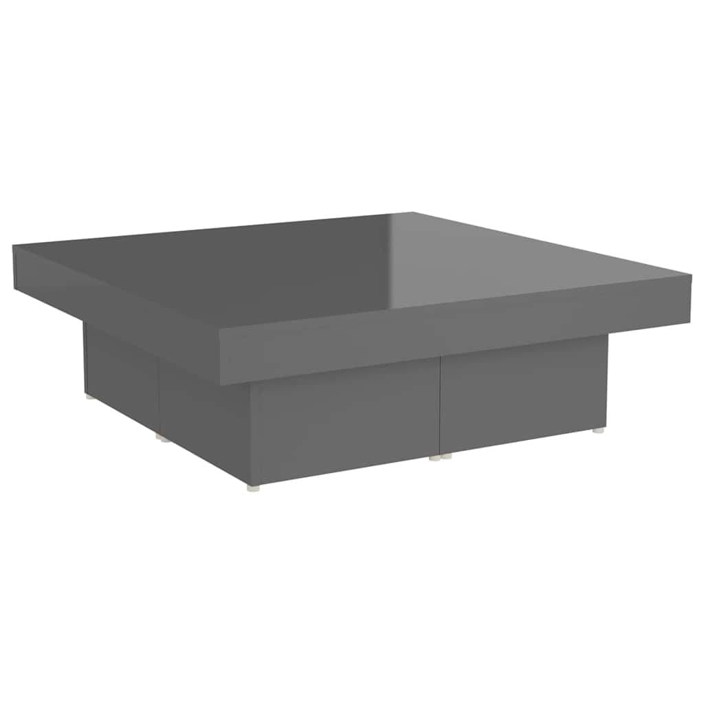 High Gloss Grey Coffee Table Modern Living Room Centre Table 90x90x28cm